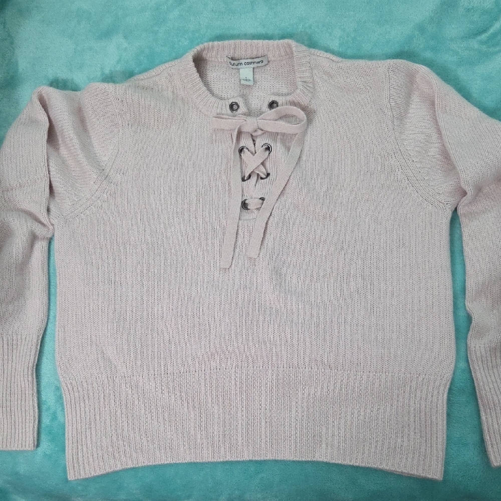 AUTUMN CASHMERE, Light Pink Lace-Up Sweater